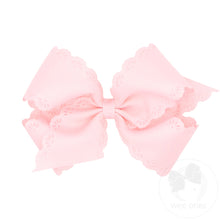 Load image into Gallery viewer, Grosgrain Hair Bow Floral Eyelet Embossed Edge - Small King