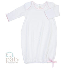 Load image into Gallery viewer, Paty L/S Knit Baby Lap Shoulder Gown - White w/Pink Trim