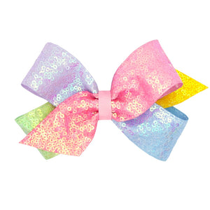 Sequined Pastel Ombre Print Hair Bow