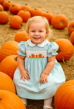 Load image into Gallery viewer, Fall Pumpkin Smocked Dress