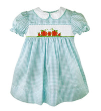 Load image into Gallery viewer, Fall Pumpkin Smocked Dress