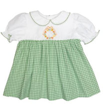Load image into Gallery viewer, Green Gingham Dress with Wreath Embrodiery