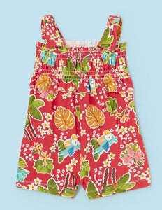 Smocked Romper - Tropical Parrots & Palms