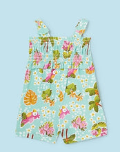 Load image into Gallery viewer, Smocked Romper - Aqua Tropical Print
