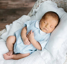 Load image into Gallery viewer, Blue Button Front Creeper Bubble