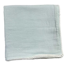 Load image into Gallery viewer, Cotton Muslim Swaddle Blanket w/ Pom-Pom Trim - Assorted styles