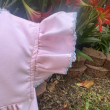 Load image into Gallery viewer, Pink Dress w/Blue Picot Trim