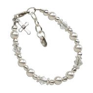 Sterling Silver Pearl Cross Bracelet