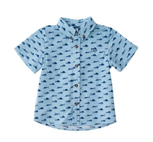 Load image into Gallery viewer, Blue S/S Shirt with Fish Print - 18M only