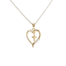 Load image into Gallery viewer, Heart Cross Gold Necklace