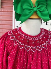 Load image into Gallery viewer, Red & White Polka Dot Smocked Dress