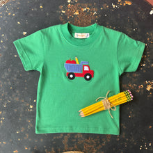 Load image into Gallery viewer, Back-to-School Truck & Apple Applique T-Shirt
