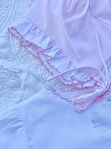 Pink & White Diaper Set w/ Bow Embroidery & Bonnet