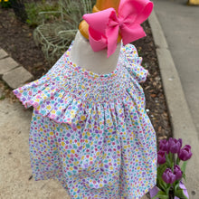 Load image into Gallery viewer, Colorful Floral Print Smocked Bloomer Set
