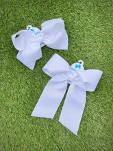 Load image into Gallery viewer, White Cheer Hairbow with Tails
