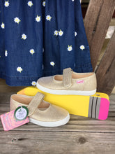 Load image into Gallery viewer, Mary Jane Canvas Shoes - Light Gold Metallic Sparkle
