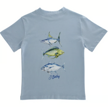 Load image into Gallery viewer, S/S Logo Tee - Fish Trio on Bayberry
