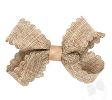 Load image into Gallery viewer, Scallop Linen Hair Bow - Medium