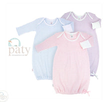 Load image into Gallery viewer, Paty L/S Knit Baby Lap Shoulder Gown - Pink w/Pink Trim