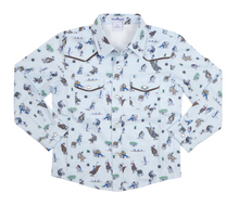 Load image into Gallery viewer, Rodeo Print Pearl Snap L/S Shirt