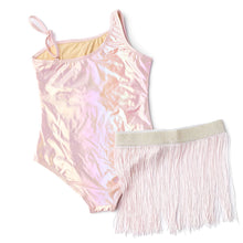 Load image into Gallery viewer, Metallic Pink Suit & Fringe Skirt