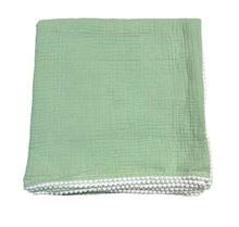Load image into Gallery viewer, Cotton Muslim Swaddle Blanket w/ Pom-Pom Trim - Assorted styles