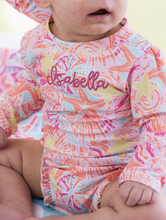 Load image into Gallery viewer, Sunset Seashells L/S One Piece Rash Guard