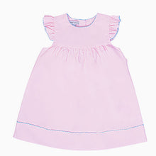 Load image into Gallery viewer, Pink Dress w/Blue Picot Trim