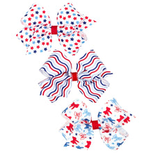Load image into Gallery viewer, Patriotic Print Grosgrain Bows - King