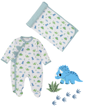 Load image into Gallery viewer, Dino District Footie & Blanket Set -  Size 6-9M only
