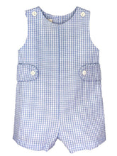 Load image into Gallery viewer, Blue Gingham Seersucker Romper