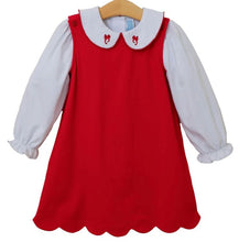Load image into Gallery viewer, Holly Bow Red & White Knit Dress Set