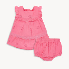 Load image into Gallery viewer, Eyelet Dress & Bloomers in Bubble Gum Pink