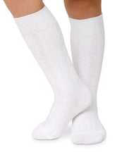 Load image into Gallery viewer, Cable Knee High Sock - White
