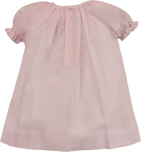 Light Pink Day Gown w/Smocked Flowers & Embroidered Hem