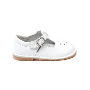 Classic Leather T-Strap Mary Jane - White