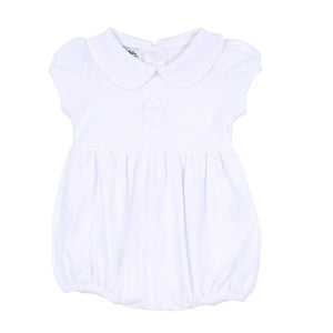 Infant Girl White Cotton S/S Bubble with Embroidered Cross