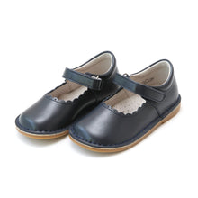 Load image into Gallery viewer, Classic Scalloped Leather Mary Jane - Navy
