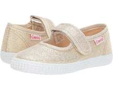 Load image into Gallery viewer, Mary Jane Canvas Shoes - Light Gold Metallic Sparkle