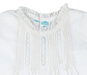Slip Dress w/ Pintucks & Lace in White