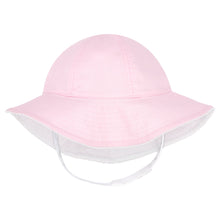Load image into Gallery viewer, Girl's Reversible Sun Hat in Light Pink/White