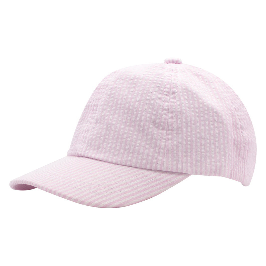 Pink & White  Seersucker Ball Cap