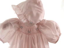 Load image into Gallery viewer, Pink Bubble w/ Floral Smocking - Newborn &amp; Preemie

