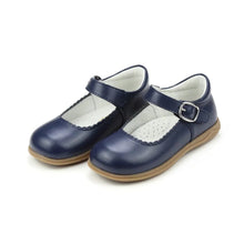 Load image into Gallery viewer, Classic Scalloped Leather Mary Jane - Navy
