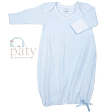 Load image into Gallery viewer, Paty L/S Knit Baby Lap Shoulder Gown - Blue w/Blue Trim