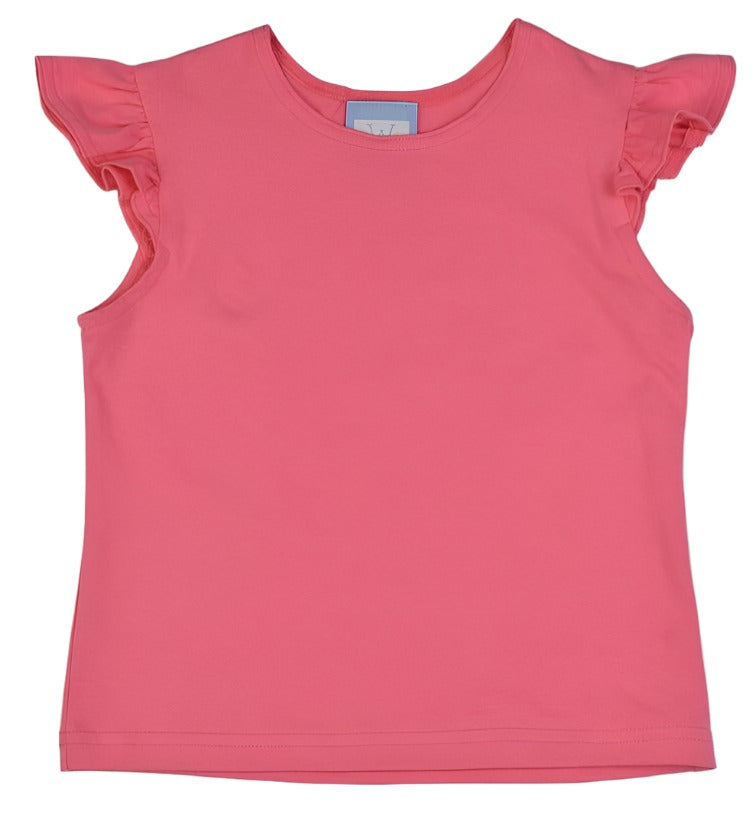 Angel Sleeve Solid T-Shirt - Hot Pink