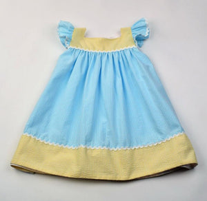 Aqua & Yellow Seersucker Sundress