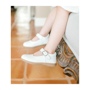 Chloe Scalloped Leather Mary Jane - White
