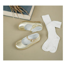 Load image into Gallery viewer, Classic Scalloped Leather Mary Jane - Champagne
