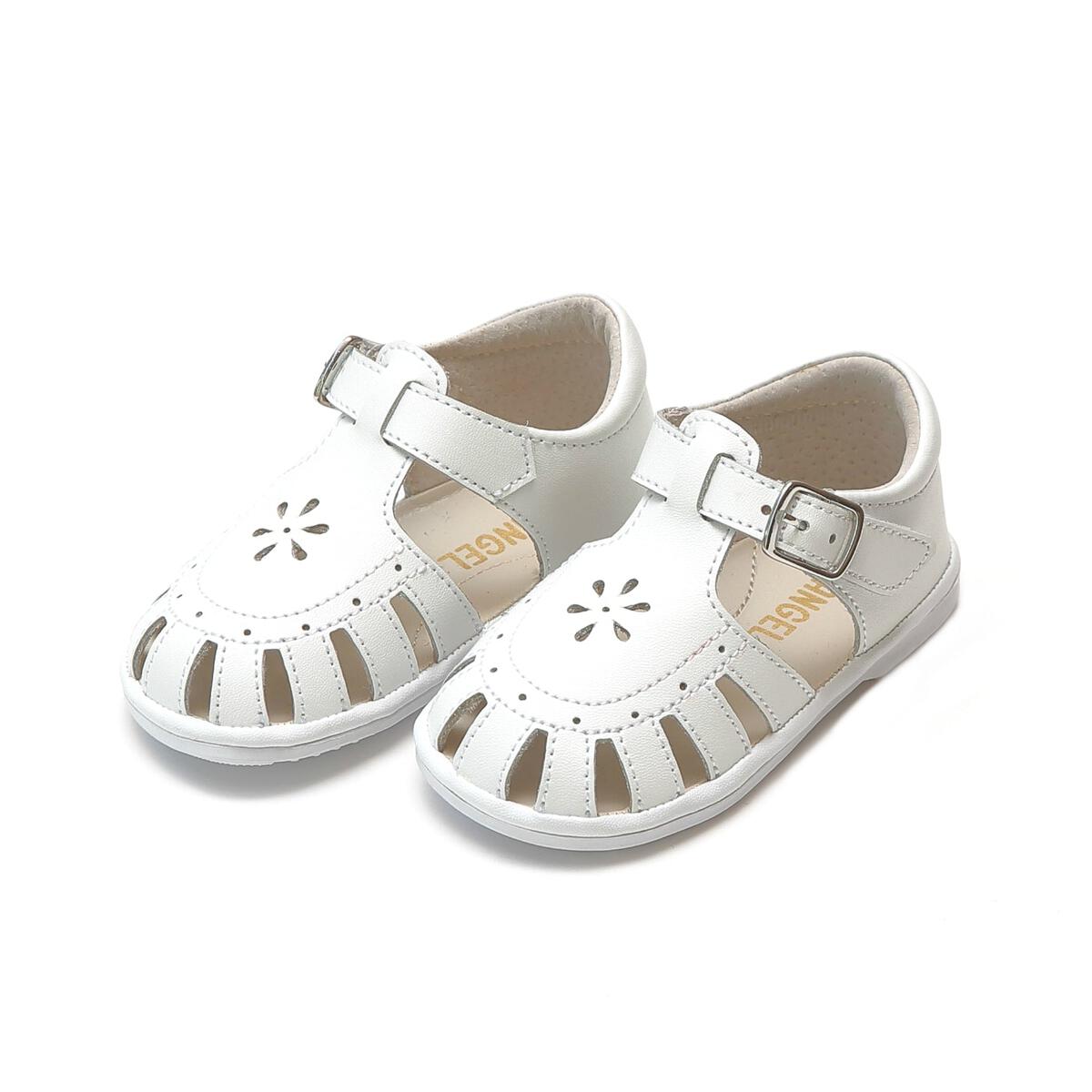 Sandales Bébé Garçon Angel - Bride à L'orteil, étoile, Cuir Blanc, Tailles 1 à 6